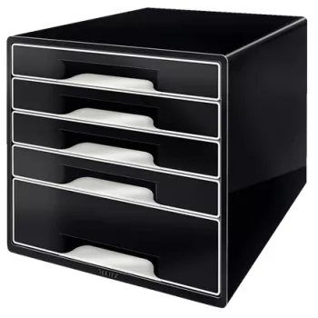 Leitz Desk Cube 5-drawer, 5 zásuviek, plast, čierna, 1 ks, 270 mm, 287 mm