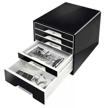 Leitz Desk Cube 5-drawer, 5 zásuviek, plast, čierna, 1 ks, 270 mm, 287 mm