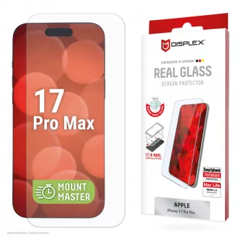 Tvrdené sklo ochranný kryt displeja e.v.i. Displex (10H) pre Apple iPhone 17 Pro Max — odolný proti poškriabaniu, nárazom a nečistotám, 1 kus