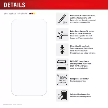 Ochrana displeja + puzdro e.v.i. pre Apple iPhone 17 Pro – tvrdené sklo, transparentné, odolné proti poškriabaniu a nárazom