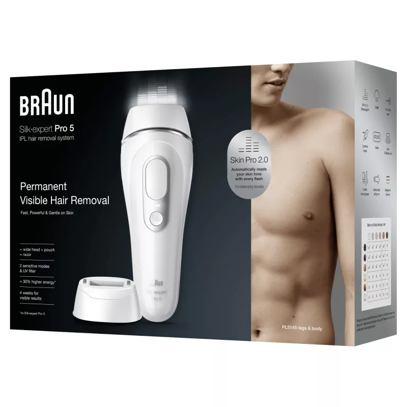 Braun Silk-expert Pro Silk·expert Pro 5 PL5145 intenzívne pulzné svetlo (IPL) strieborná, biela