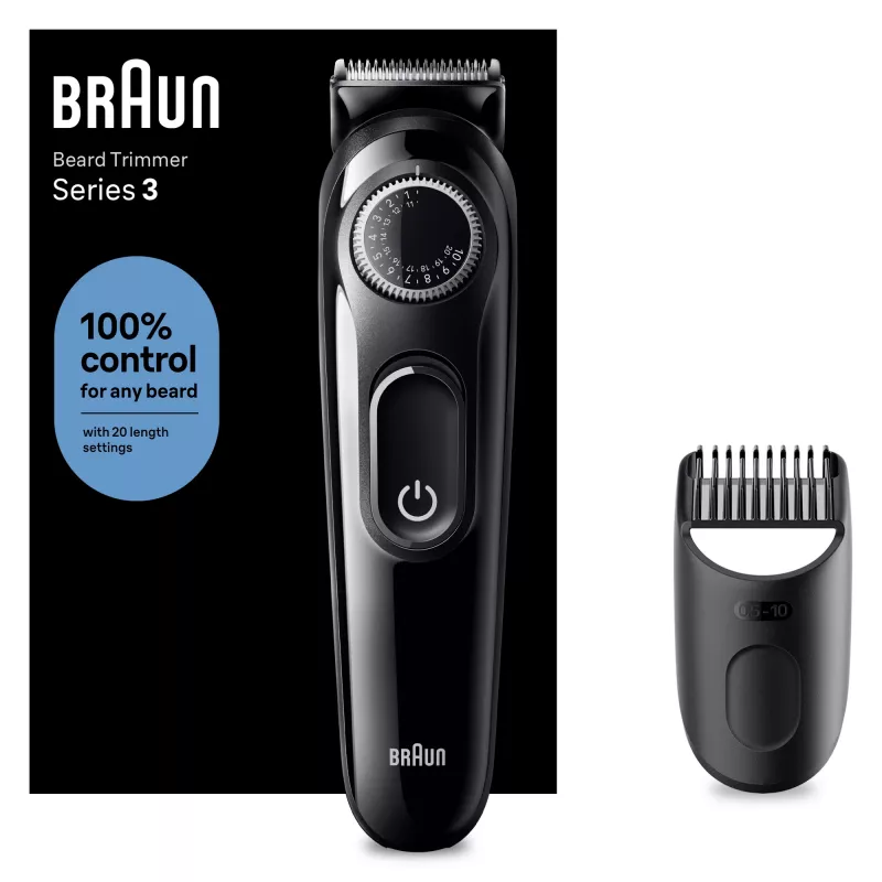 Braun BeardTrimmer 3 Beard Trm 3 BT3400, umývateľný, batéria, čierna