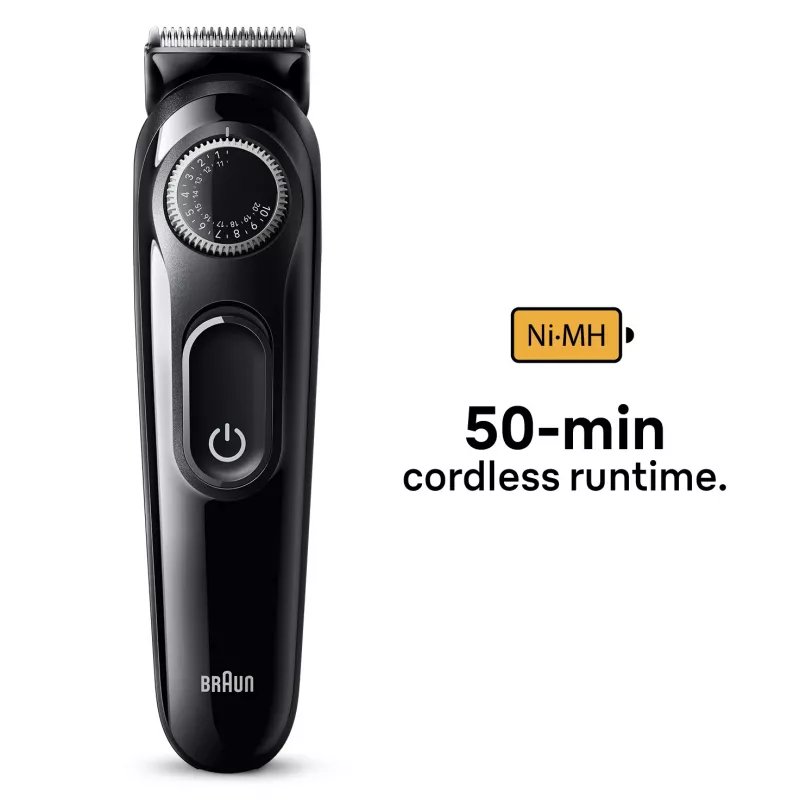 Braun BeardTrimmer 3 Beard Trm 3 BT3400, umývateľný, batéria, čierna