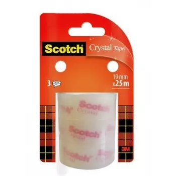 Lepiaca páska 3M Scotch Crystal Clear 600, 19 mm x 25 m, transparentná (3 rolky)