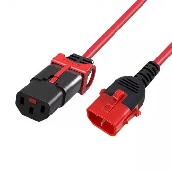 ACT napájací kábel C13 IEC Lock+ - C14 IEC Lock Dual Locking červená 0,50 m, PC3613