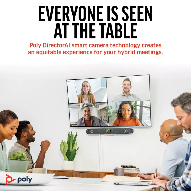 HP Poly Studio X52 All-In-One video bar, skupinový videokonferenčný systém, 4K Ultra HD, 30 fps, 95°, 5x, Android