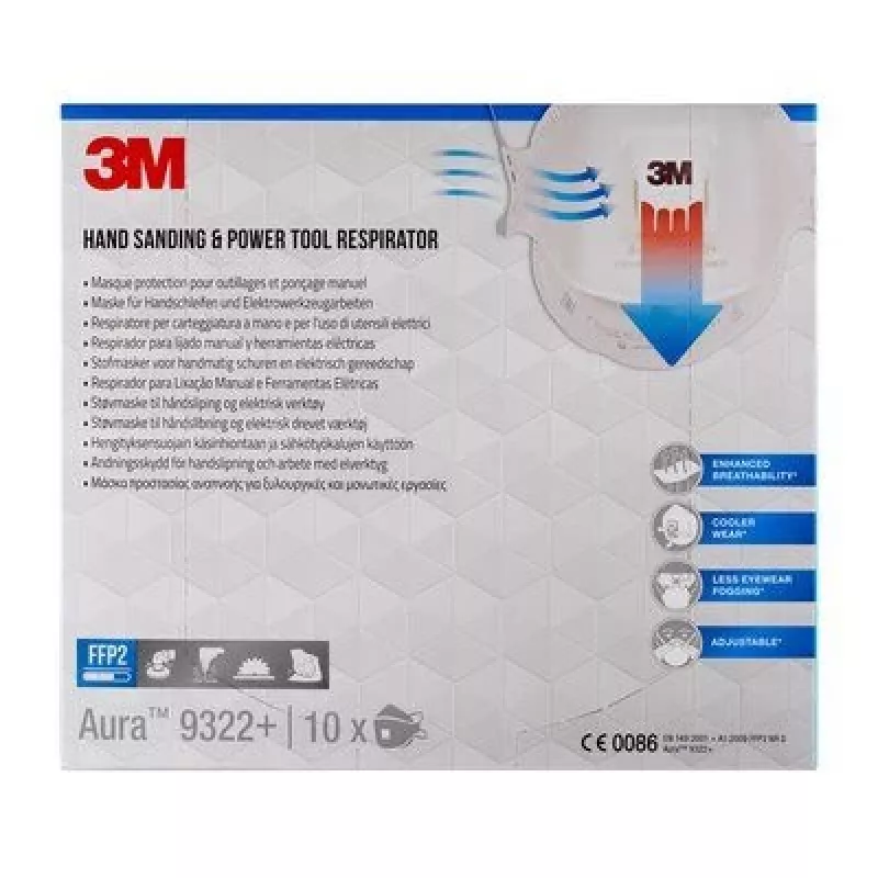 3M Aura Comfort Cool Flow 9322+ FFP2 NR D Jednorazové respirátory, 5 ks (9322PRO5)
