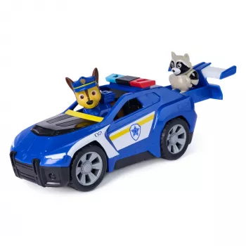 PAW Patrol : Search & Rescue, Chase Rescue Cruiser vozidlo s 2 figúrkami, policajné auto hračka s mechanizmom na ťahanie, detská hračka pre chlapcov & dievčatá od 3 rokov