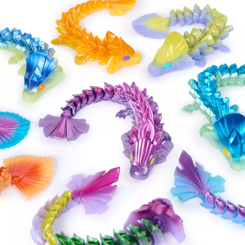 CrystaLynx Dragons, 9-palcová zberateľská pohyblivá dračia figúrka pre deti & dospelých, Blindbox, Fidget hračka pre domov, kanceláriu & dekoráciu stola (štýly sa môžu líšiť)