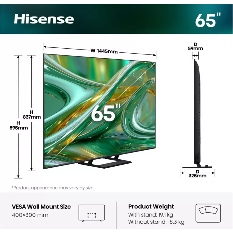 Hisense 65E8S 65 palcový ULED Mini LED 4K UHD televízor, Triple Tuner, 144 Hz