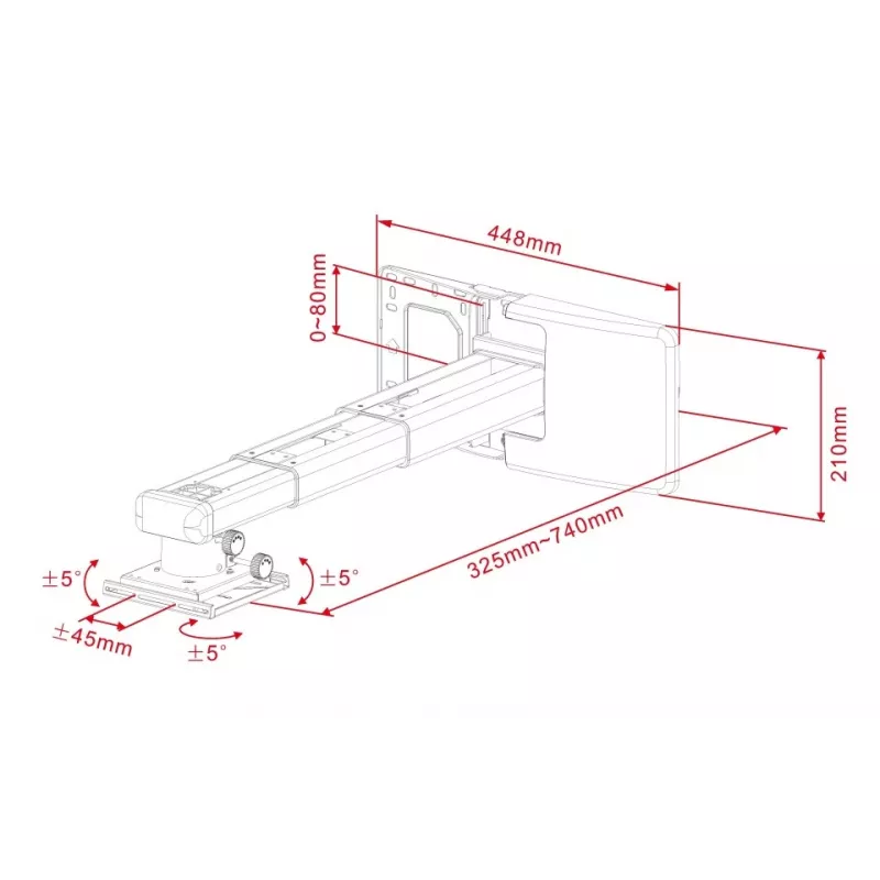Držiak projektora Multibrackets M Projector Mount Short Throw Deluxe 300-700 Medium nástenný držiak 25 kg biely