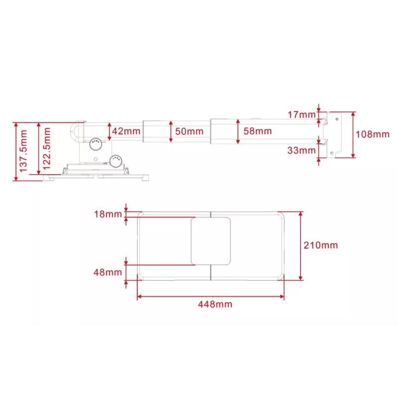 Držiak projektora Multibrackets M Projector Mount Short Throw Deluxe 300-700 Medium nástenný držiak 25 kg biely