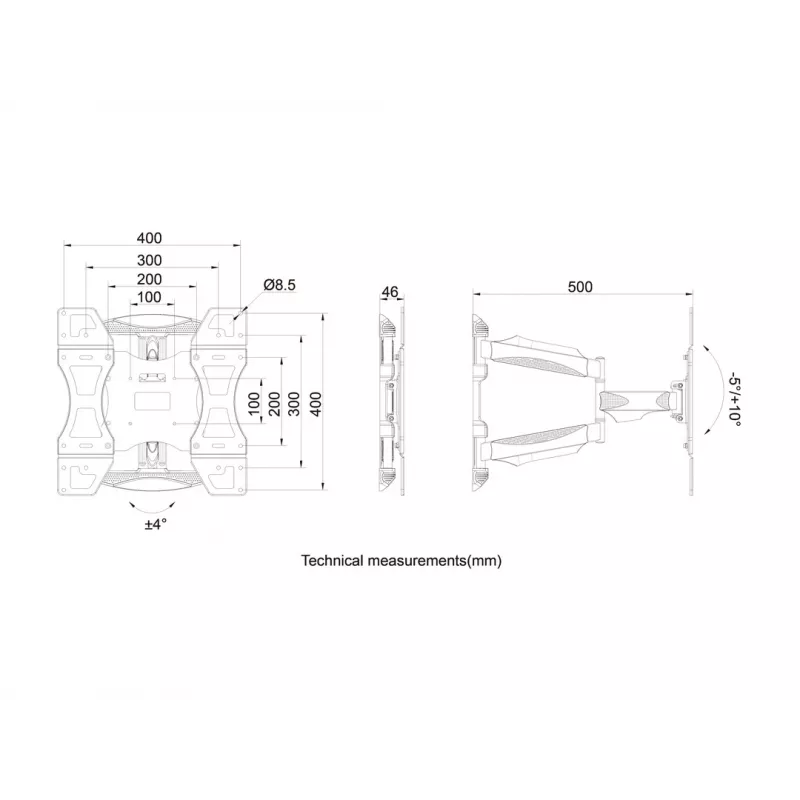 Multibrackets M VESA Flexarm plne pohyblivý jednotlivý 400x400