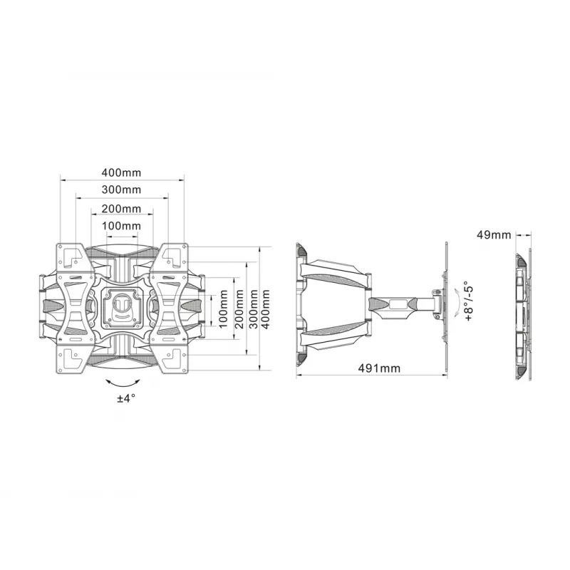 Nástenný držiak MULTIBRACKETS M VESA Flexarm Full Motion Dual 400x400 pre 40–70 palcové obrazovky, 45 kg, čierny