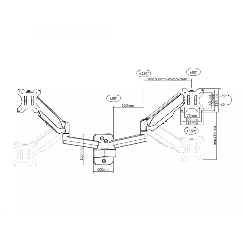 Multibrackets M držiak monitora na stenu Basic Dual 16 kg 17-32 palcov čierny