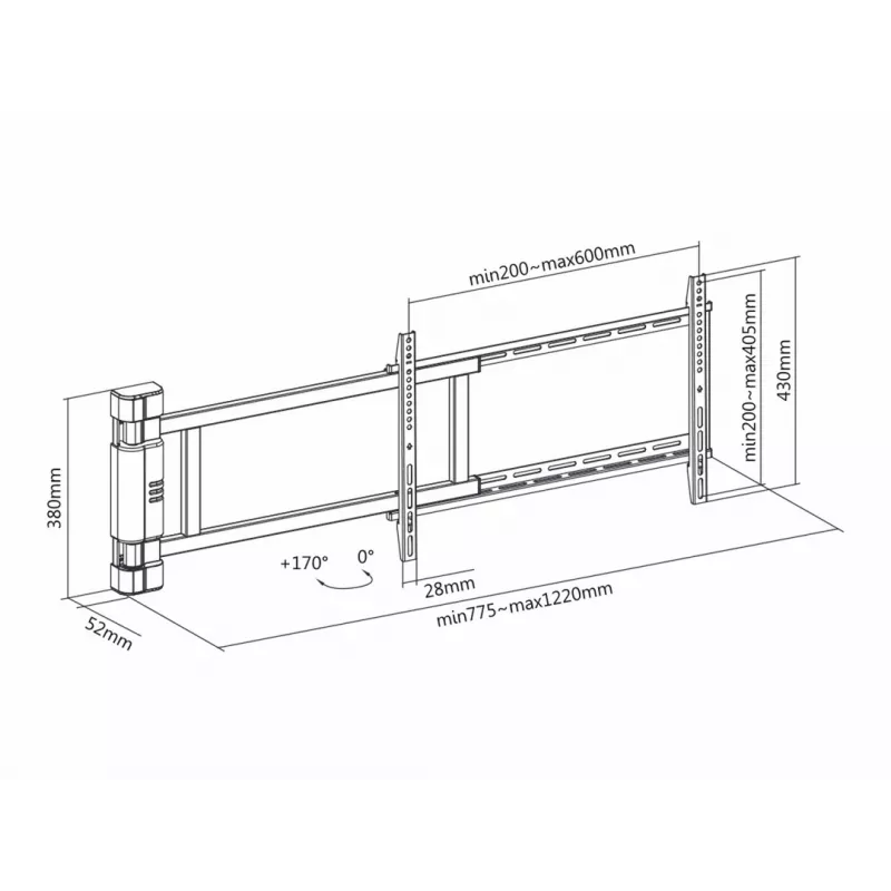 Multibrackets M motorizovaný otočný držiak X-Large 50 kg 170° čierny