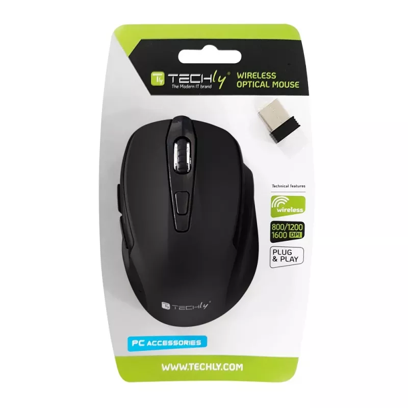 Techly IM 102-WBK Myš Office Pravá ruka RF Wireless Optická 1600 DPI