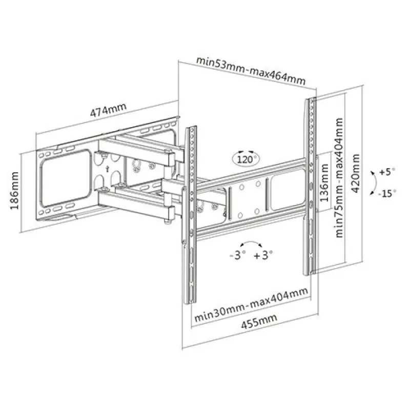 Techly ICA-PLB 344STY TV držiak/stojan 139,7 cm (55 palcov) čierna
