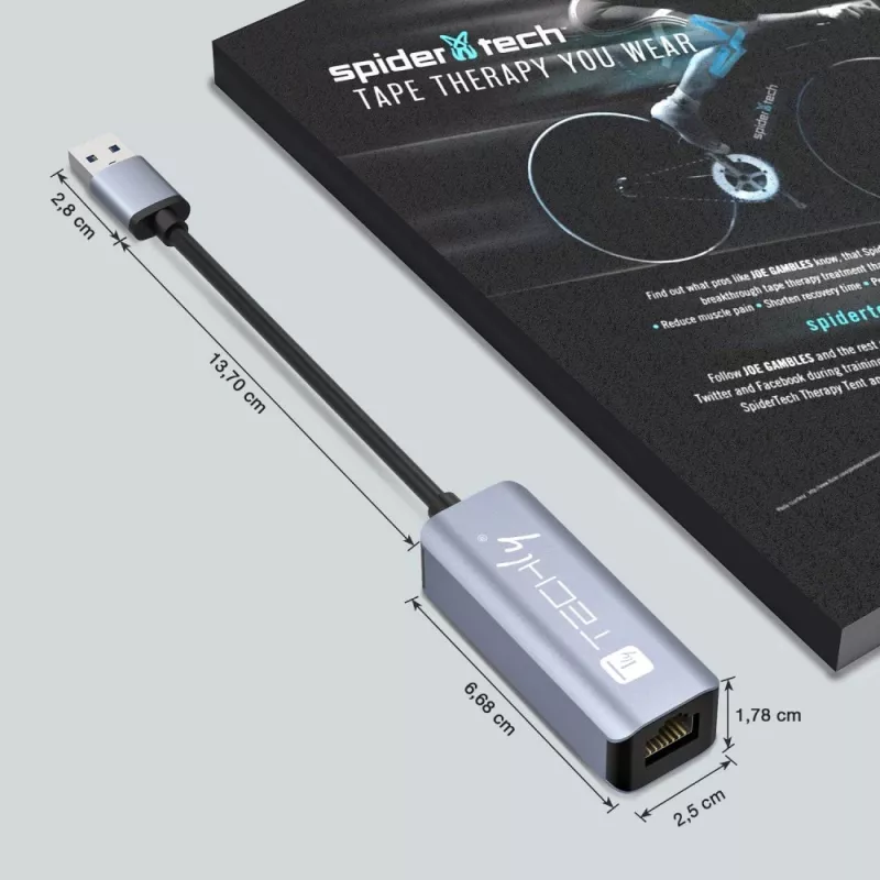 Techly IDATA USB-ETGIGA-AA Dokovacia stanica/port replikátor pre notebook Káblová USB 3.2 Gen 1 (3.1 Gen 1) Type-A čierna, strieborná