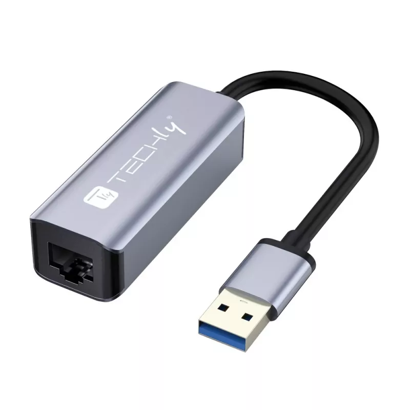 Techly IDATA USB-ETGIGA-AA Dokovacia stanica/port replikátor pre notebook Káblová USB 3.2 Gen 1 (3.1 Gen 1) Type-A čierna, strieborná