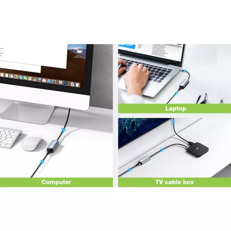 Techly IDATA USB-ETGIGA-AA Dokovacia stanica/port replikátor pre notebook Káblová USB 3.2 Gen 1 (3.1 Gen 1) Type-A čierna, strieborná