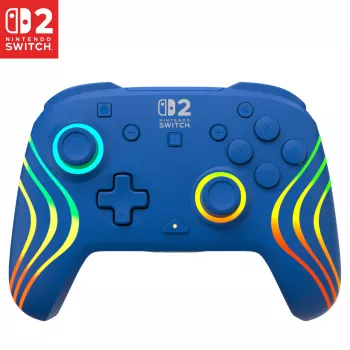 Káblový a bezdrôtový gamepad Turtle Beach Afterglow Wave Blue pre Nintendo Switch 2 – Bluetooth/USB-C, RGB, integrovaná 20-hodinová batéria, 3 m kábel