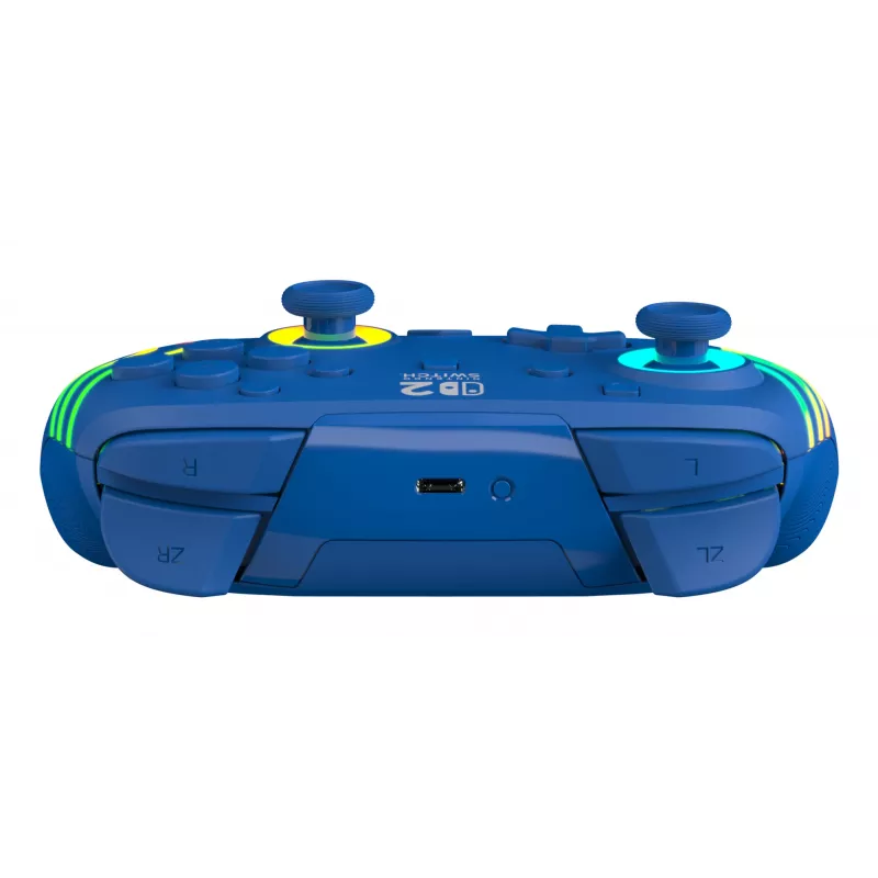 Káblový a bezdrôtový gamepad Turtle Beach Afterglow Wave Blue pre Nintendo Switch 2 – Bluetooth/USB-C, RGB, integrovaná 20-hodinová batéria, 3 m kábel
