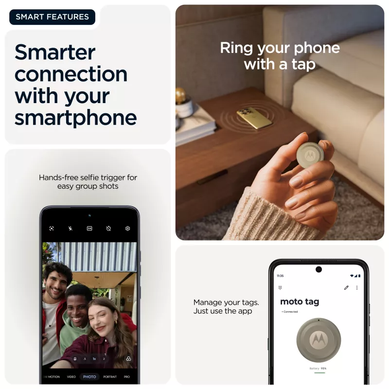 Vyhľadávač Motorola moto tag 2 — univerzálny Bluetooth tracker, zelená, batéria CR2032, až 14400 hodín