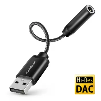 Axagon ADA-HA USB-A na 3,5-mm jack Hi-Res DAC audio adaptér, 384 kHz/32 bit, stereo