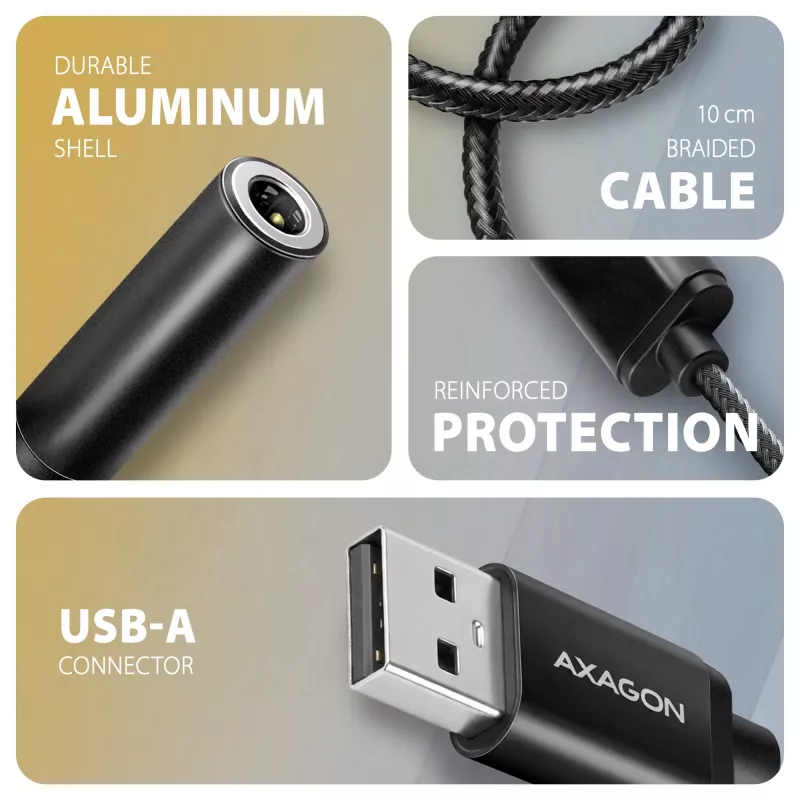 Axagon ADA-HA USB-A na 3,5-mm jack Hi-Res DAC audio adaptér, 384 kHz/32 bit, stereo
