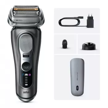 Fóliový holiaci strojček Braun Series 9 Pro+ 9625s – grafit, 5 holiacich hláv, Li‑Ion batéria, zastrihávač, mokré & suché