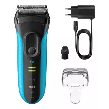 Elektrický holiaci strojček BRAUN Series 3 3040 nabíjateľný čierna/modrá, model 3040