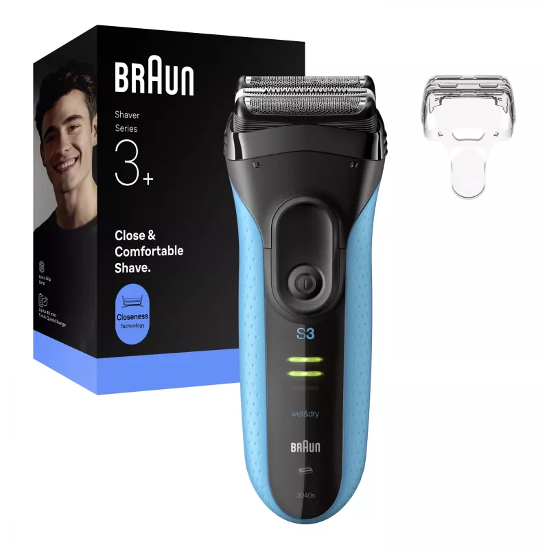 Elektrický holiaci strojček BRAUN Series 3 3040 nabíjateľný čierna/modrá, model 3040