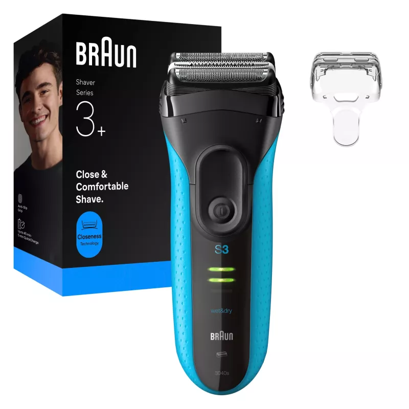 Elektrický holiaci strojček BRAUN Series 3 3040 nabíjateľný čierna/modrá, model 3040