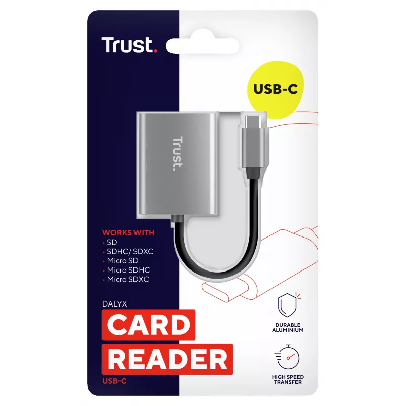 Trust 24136 čítačka kariet USB 3.2 Gen 1 (3.1 Gen 1) Type-C hliník