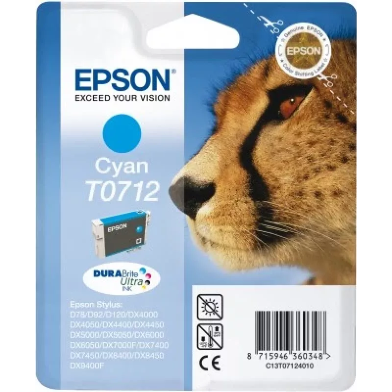 Epson Cheetah jednotlivé balenie azúrová T0712 DURABrite Ultra atrament