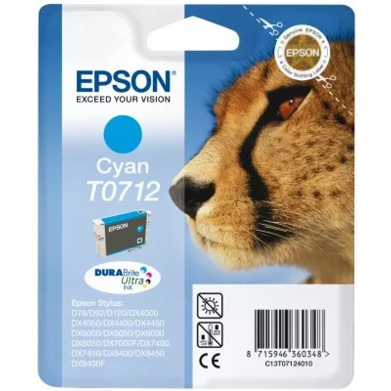 Epson Cheetah jednotlivé balenie azúrová T0712 DURABrite Ultra atrament