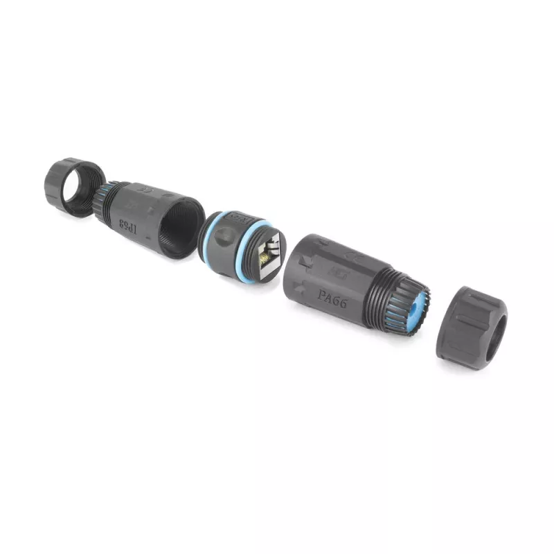 ACT tienená CAT6A pre vonkajšie použitie IP68 RJ45 spojka SD6522, Cat6A tienená Ethernet inline spojka