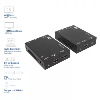 ACT 4K HDMI 2.0 KVM extender set cez CAT6A až do 70 metrov