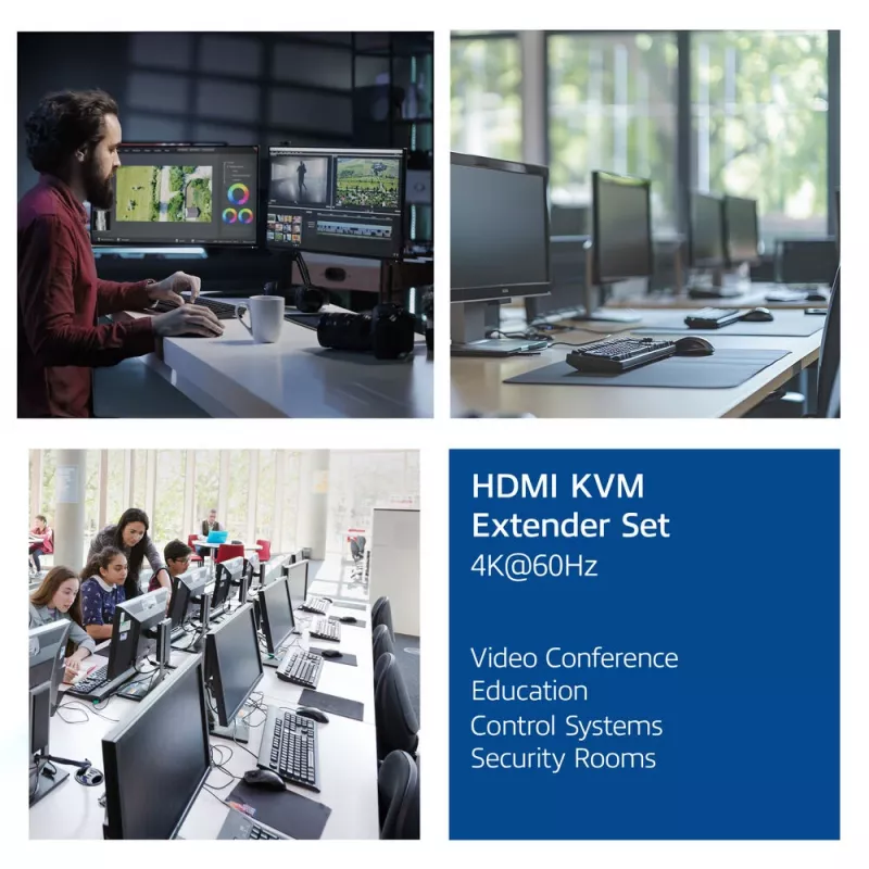 ACT 4K HDMI 2.0 KVM extender set cez CAT6A až do 70 metrov