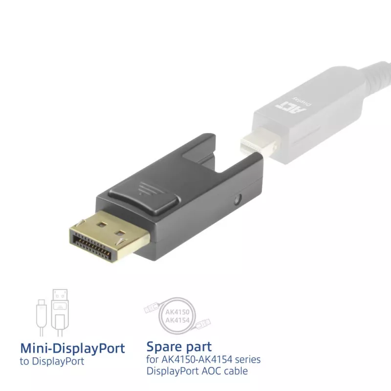 ACT náhradný adaptér Mini DisplayPort na DisplayPort pre aktívne optické DisplayPort káble s odnímateľným konektorom