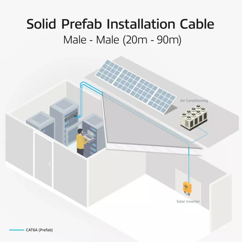 ACT modrý 50 metrov S/FTP CAT6A B2ca PoE++ 100W plný vopred zostavený inštalačný kábel, RJ45 konektor samec – samec