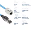 ACT modrý 35 metrov S/FTP CAT6A B2ca PoE++ 100W plný vopred zostavený inštalačný kábel, RJ45 konektor samec – samica