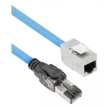ACT modrý 40 metrov S/FTP CAT6A B2ca PoE++ 100W plný vopred zostavený inštalačný kábel, RJ45 konektor samec – samica