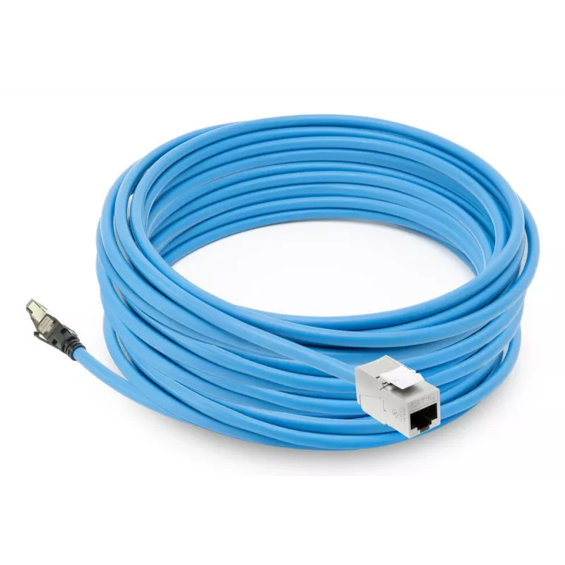 ACT modrý 60 metrov S/FTP CAT6A B2ca PoE++ 100W plný vopred zostavený inštalačný kábel, RJ45 konektor samec – samica