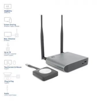 ACT Aero 4K bezdrôtový prezentačný systém, desktop, čierna, sivá, 3840 x 2160, 2160p, USB Type-C, USB