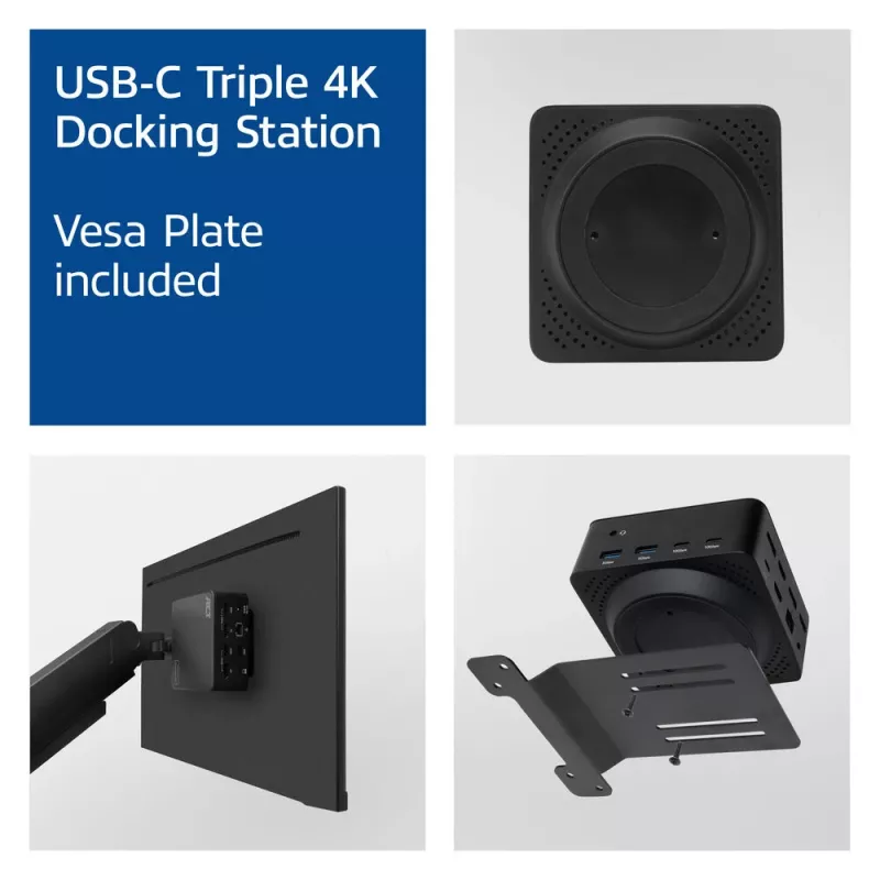 ACT univerzálna USB-C dokovacia stanica 4K, pre 3 monitory HDMI/DisplayPort, DisplayLink