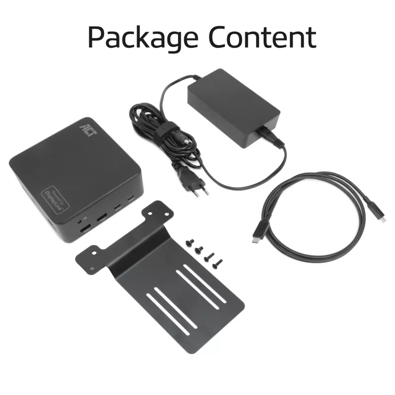 ACT univerzálna USB-C dokovacia stanica 4K, pre 3 monitory HDMI/DisplayPort, DisplayLink