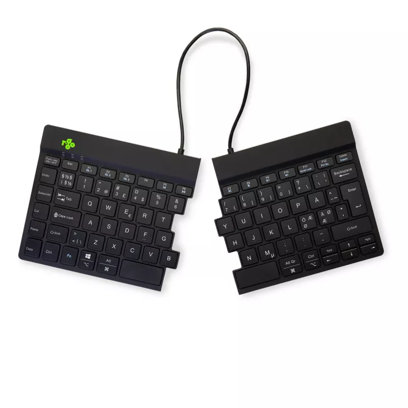 R-Go Tools ergonomická klávesnica R-Go Split Break so softvérom na prestávky, ergonomická delená klávesnica, QWERTY (NORDIC), Bluetooth, čierna