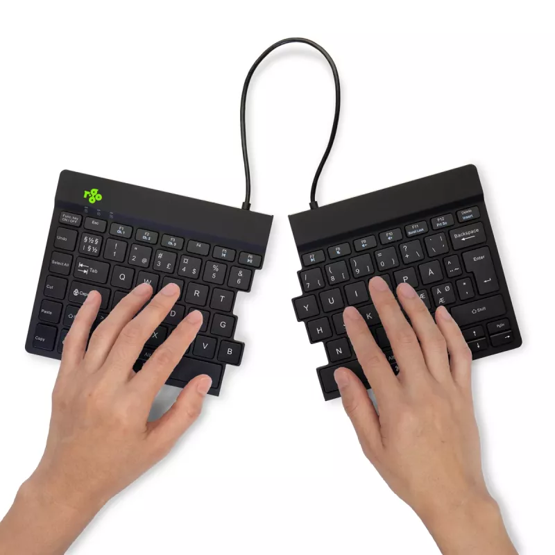 R-Go Tools ergonomická klávesnica R-Go Split Break so softvérom na prestávky, ergonomická delená klávesnica, QWERTY (NORDIC), Bluetooth, čierna